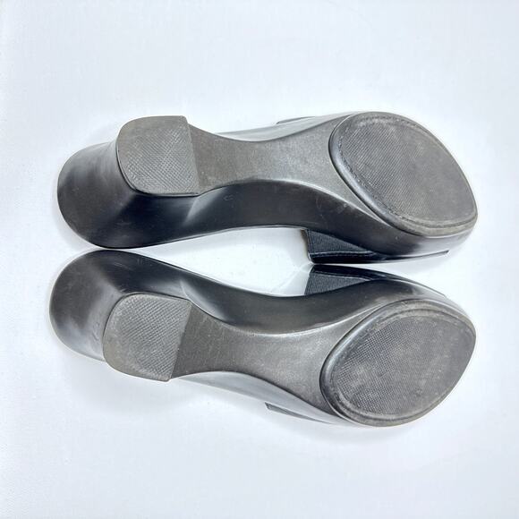 Talbots Open-Toe Wedge 2" Heels Size 8AA Black‎ Textured Leather Slip-on Sandal - Picture 7 of 8